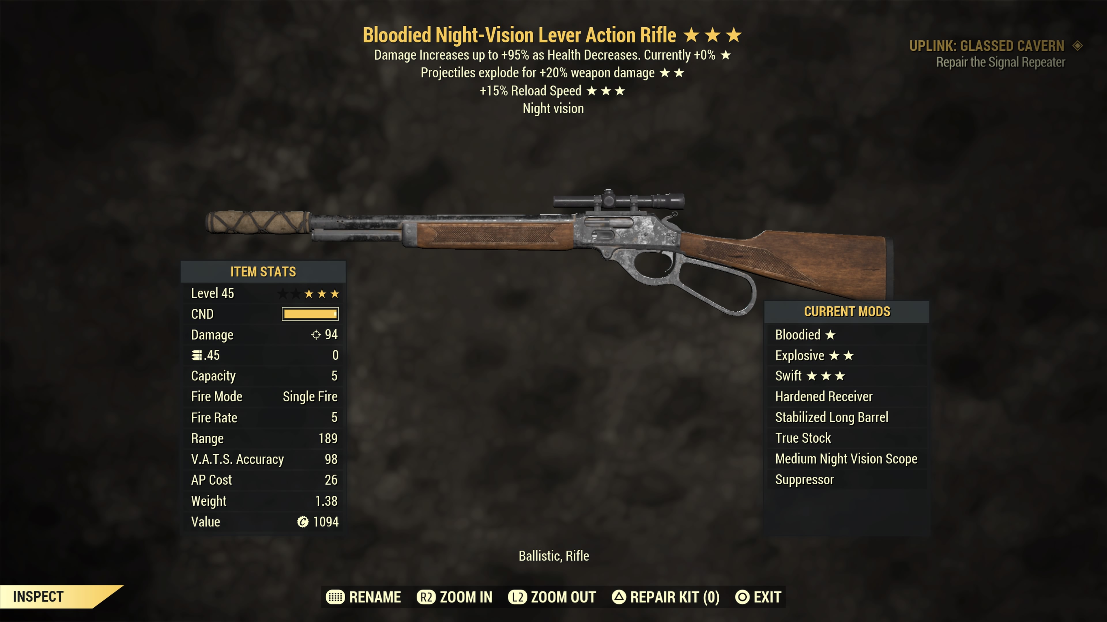 Bloodied【Explosive + Swift】Lever Action Rifle